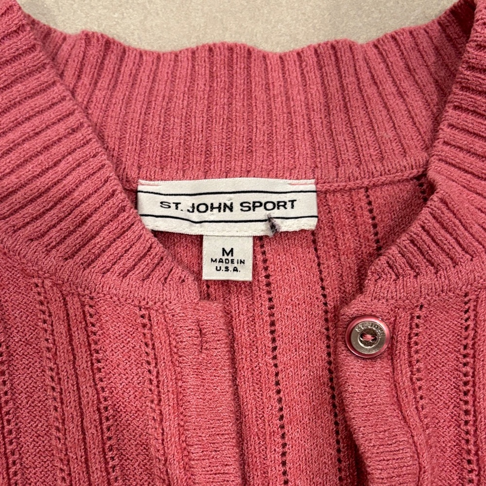 St. John Sport Pink Cardigan vintage sz m wool blend - Picture 3 of 11